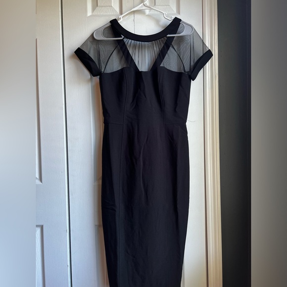 NWT Maggy London Black Illusion Yoke Crepe Cocktail Dress size 8 MSRP $148 - Picture 4 of 7